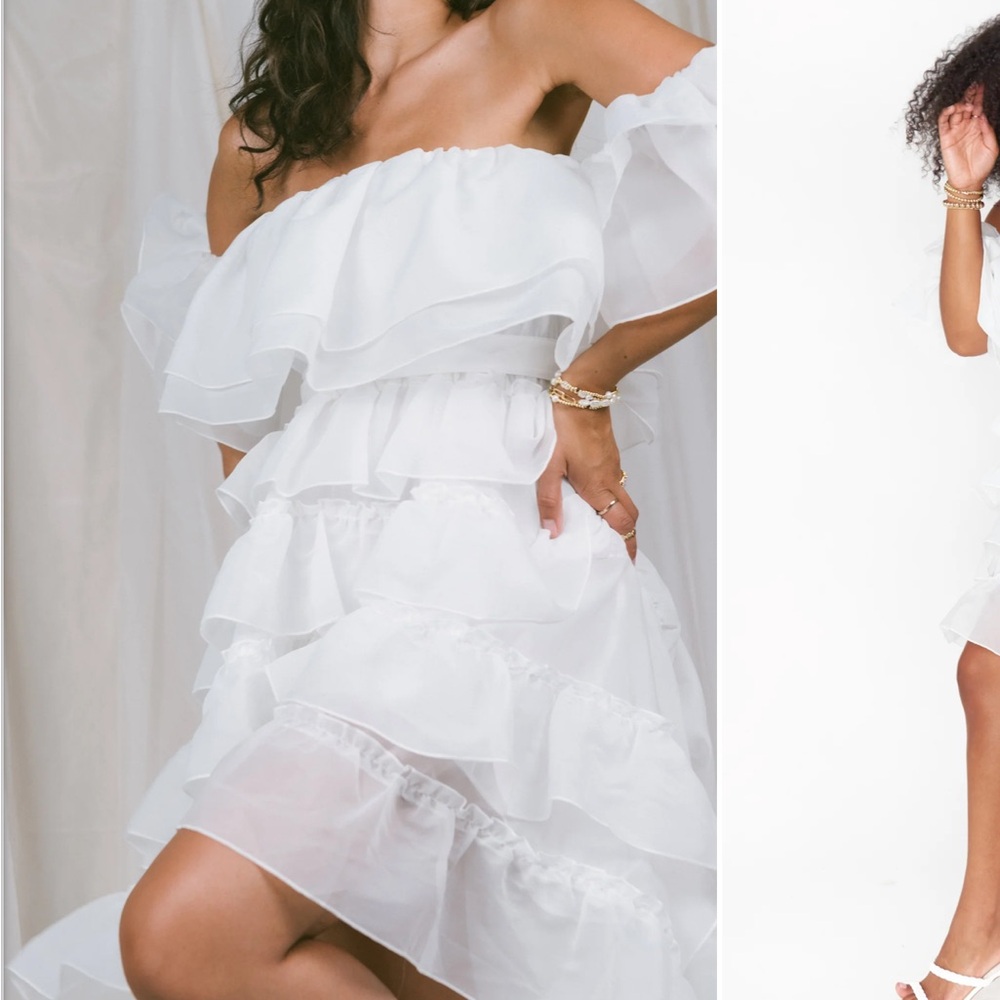 Show Me Your MuMu Ruffle Hi-Lo White Ruffle Dress